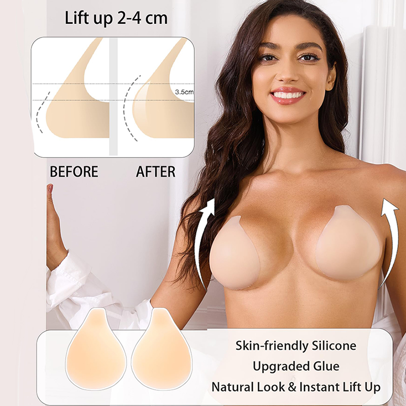 Strapless Bra Backless - 1/2 Paar klebrige BHs für Damen,