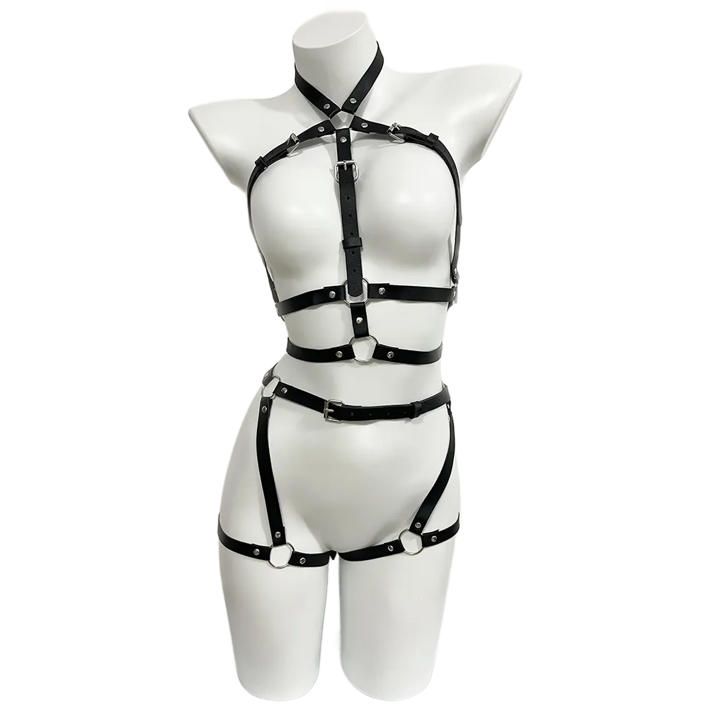Garter Belt Set - Harness für Frauen Pu Leder Bein