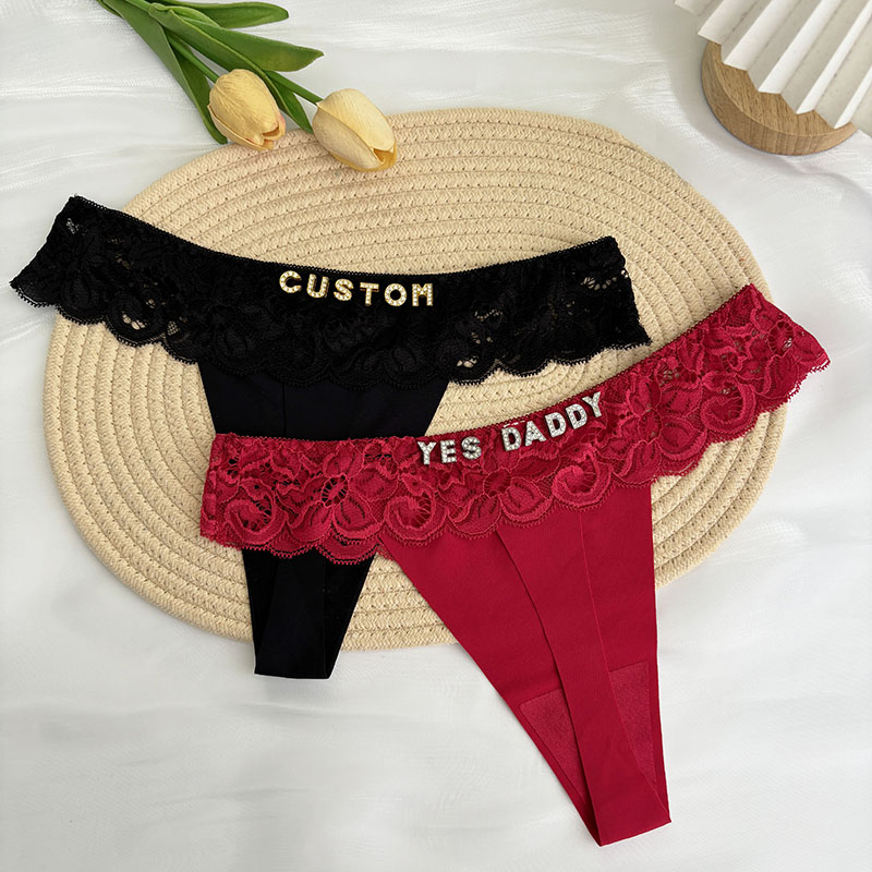 Thong Bikini Women - Personalisierter individueller Tanga mit Namen, Kristall-Buchstabe,