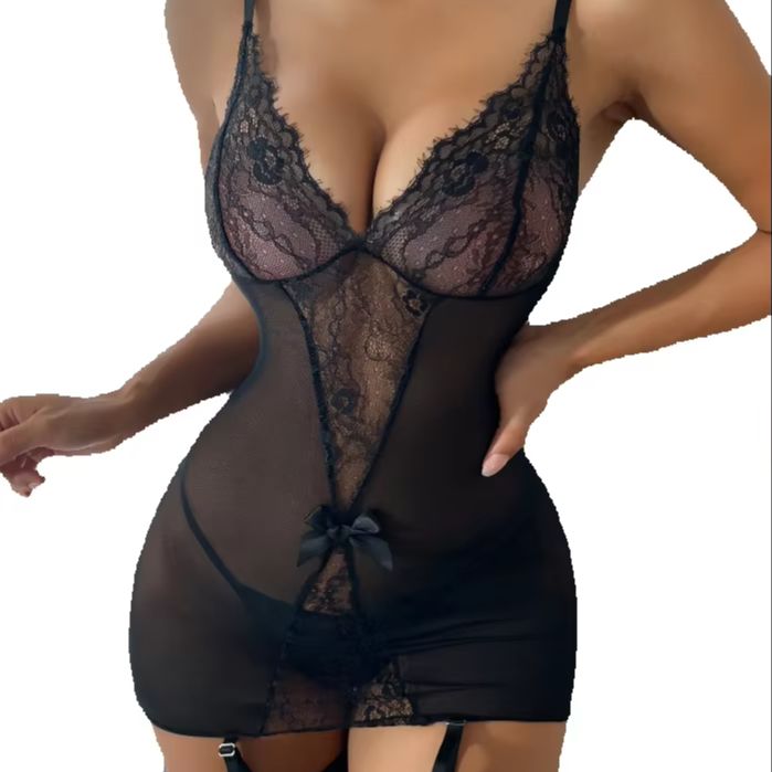 Garter Belt Set - Spitzen-Unterwäsche-Set mit Strümpfen Heißer Strumpfhalter Bodysuit