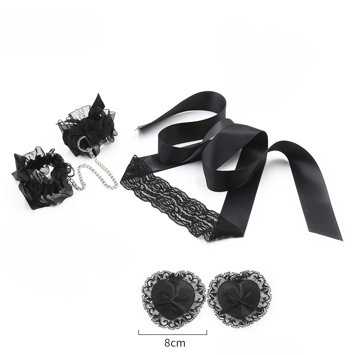 Nipple Cover Pasties - Spitzen-Sexspielzeug-Set für Erwachsene: Handschellen, BH, Augenklappe,