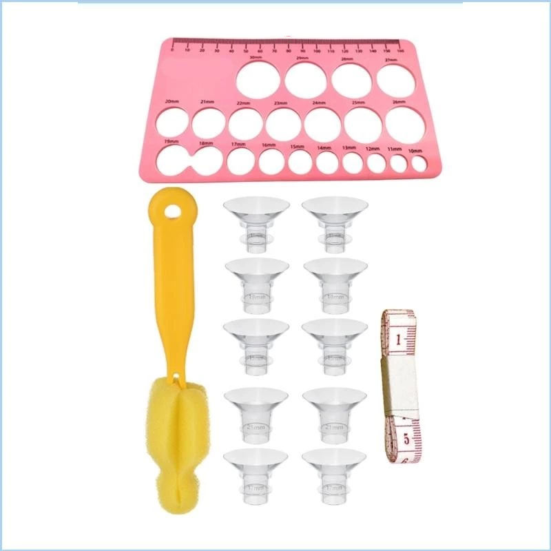 Nipple Cover Pasties - 13-teiliges Flansch-Milchpumpenset mit Hornabdeckung, Nippeladapter, Messkarte