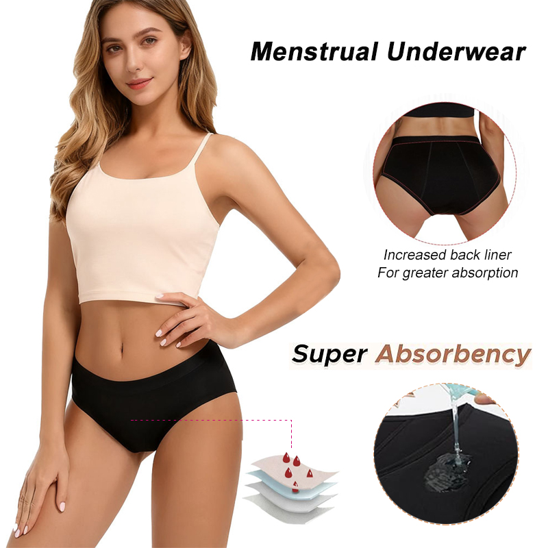 Period Panty Absorbent - Menstruationsunterwäsche für starke Blutungen, 4-lagig, auslaufsicher,