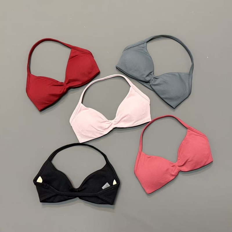 Sports Bra High Impact - Damen Halter Sport-BH V-Ausschnitt Gepolsterter Yoga-BH
