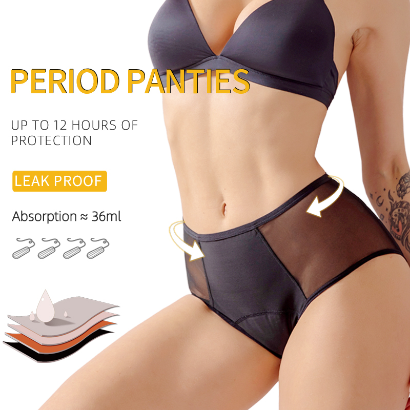 Period Panty Absorbent - Dropshipping Damen-Slip mit hoher Taille, Spitze,