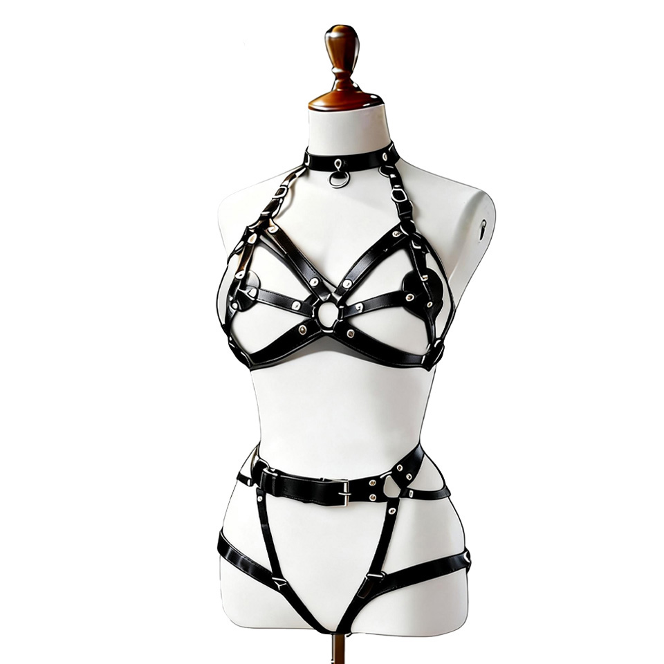 Garter Belt Set - Damen Sexy Leder-Lingerie Körper-Harness Gürtel Hosenträger