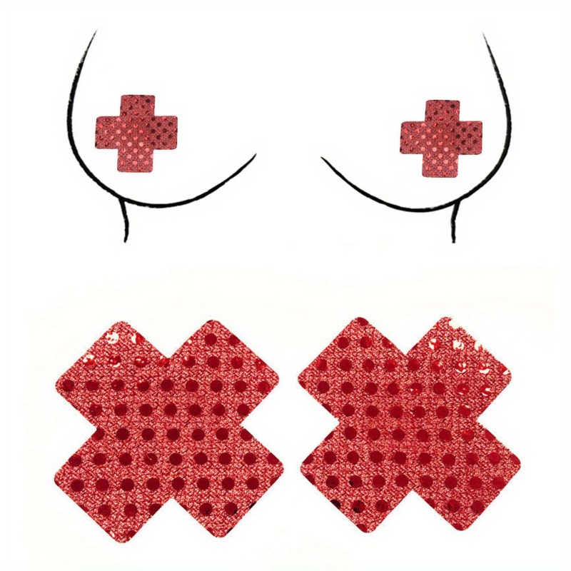 Nipple Cover Pasties - Brustwarzenabdeckungen im Rotes-Kreuz-Design, wasserdicht, rutschfest, für