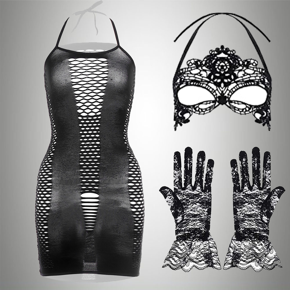 3 IN 1 Set Exotische Kleid + M – Bodystocking Fishnet Bewertung und Preis