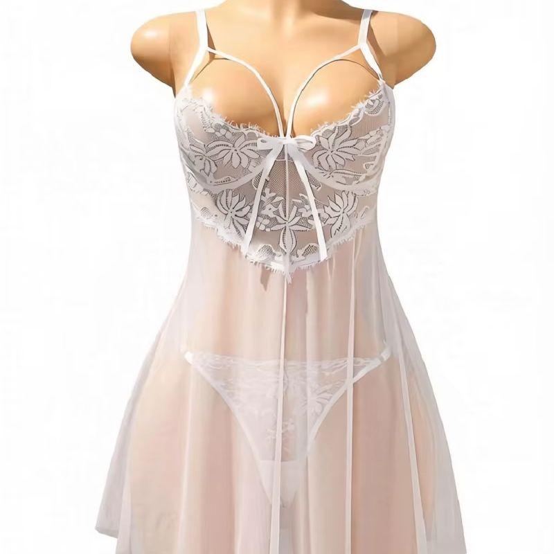 Damen Weißes Spitzen-Babydoll  – Babydoll Chemise Night Bewertung und Preis