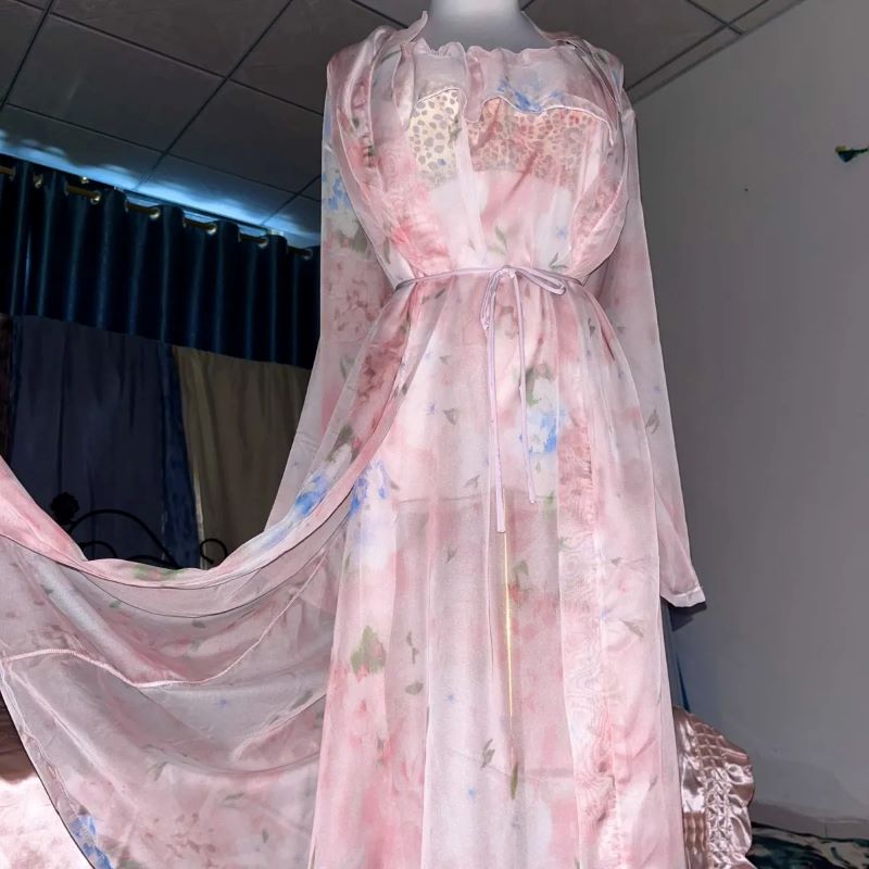 Rosa Seide bedrucktes durchsic – Robe Silk Women Bewertung und Preis