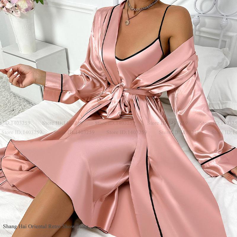 Sexy Lange Twinset Robe Set Ch – Robe Silk Women Bewertung und Preis